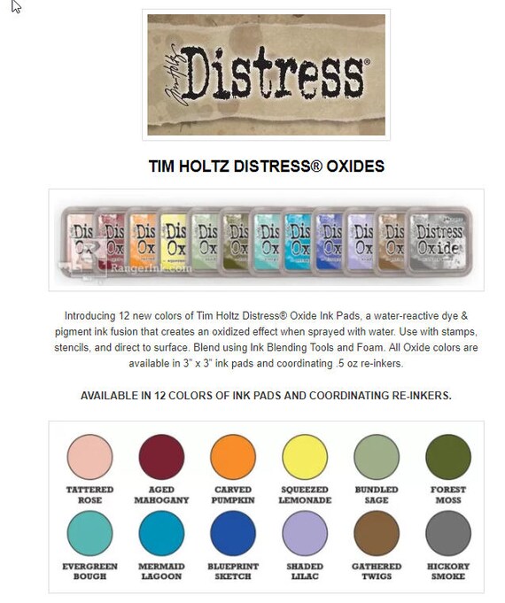 Encre d’oxyde de Tim Holtz Distress ou Pads série 3-12 tampons ou Distress Reinkers 6128b1 Encre d’oxyde de Tim Holtz Distress ou Pads série 3-12 tampons ou Distress Reinkers 6128b1