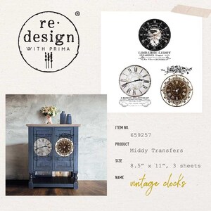 Prima Marketing Re-Design Decor Transfers 8.5&quot;X11&quot; 3/Sheets - Vintage Clocks