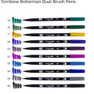 Choice of Tombow Dual Brush Pen Set of 10 - Pastel, Primary, Bright, Grey, Tropical, Retro, Cottage, Celebration, Bohemian