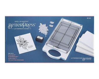 Spellbinders Betterpress Letterpress System W/ Instructions, Chase & 3  Shims, Platen, Press Plates, Black Mini Ink Pad, 15 Card Panels, Tape 