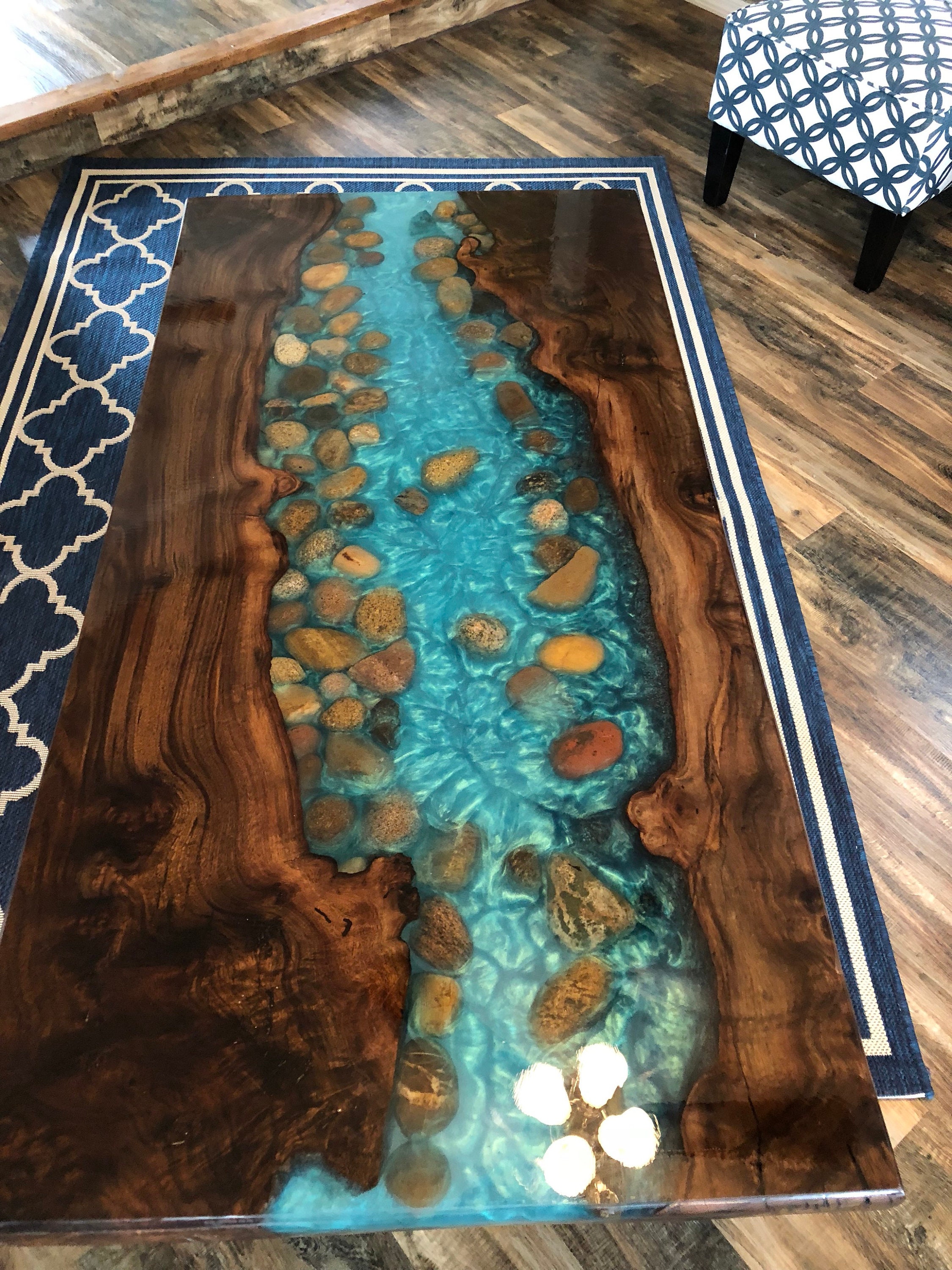 Resin live edge coffee table Stunning River table stone coffee | Etsy