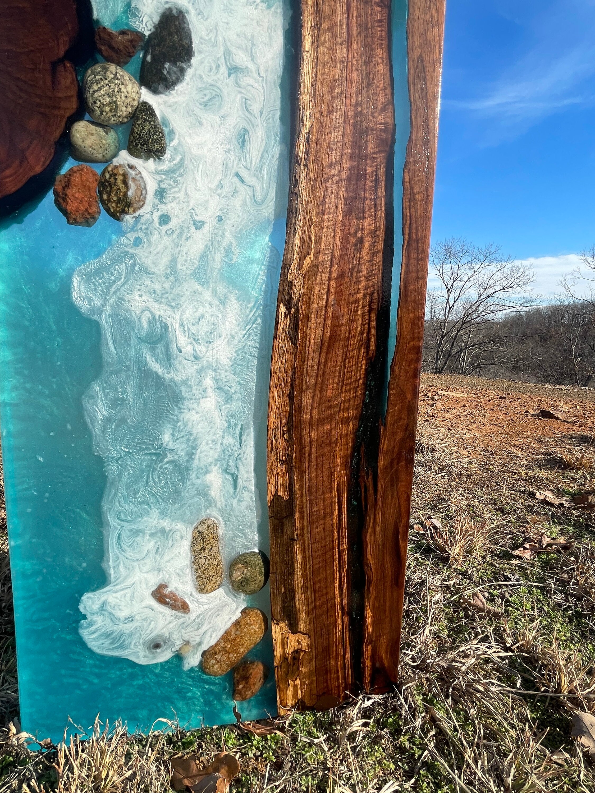 Waterfall River Table Walnut Bartop Console Live Edge Epoxy Resin With ...