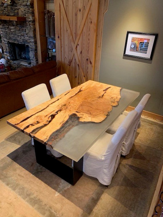 Maple River Table With Plate Base and Live Edge Dining Etsy UK