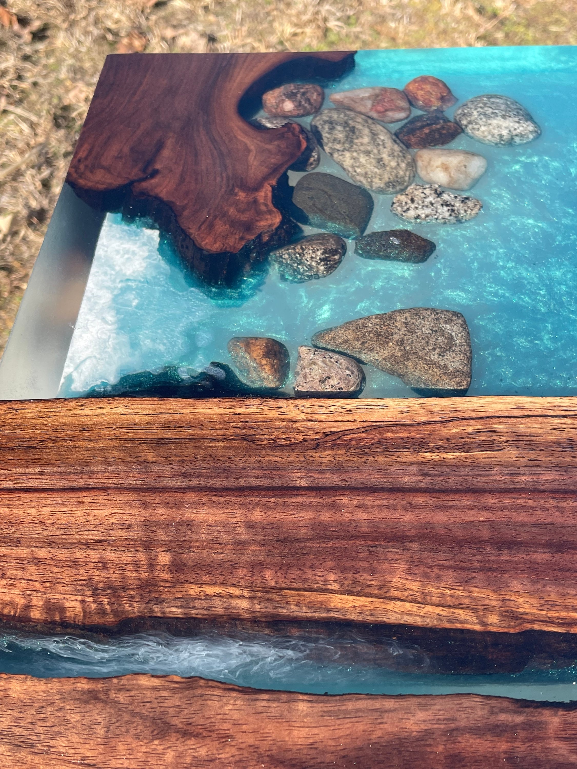 Waterfall River Table Walnut Bartop Console Live Edge Epoxy Resin With ...