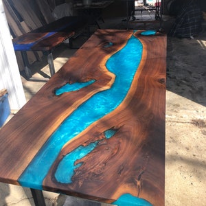 10 foot Walnut Dining Table live edge river table conference table