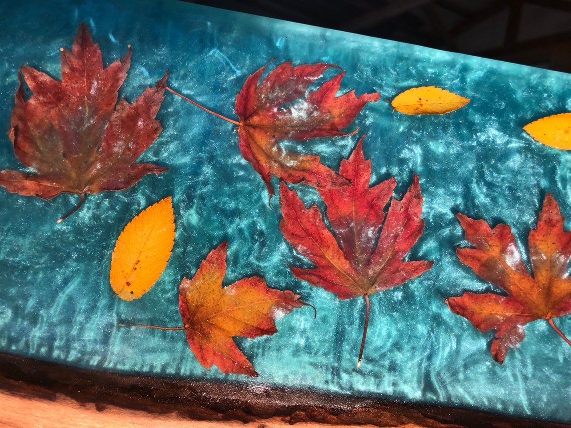 Maple leaf wall art epoxy resin live edge natural Etsy