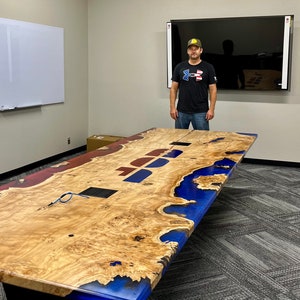 Company Logo Conference Table Live Edge Custom Epoxy River Table Resin ...