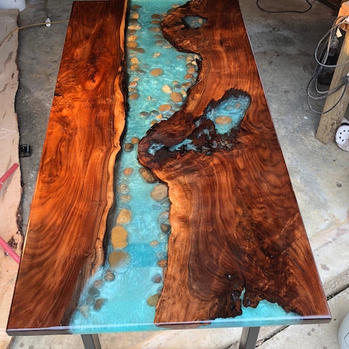 Walnut River Table Live Edge Resin Gorgeous Dining - Etsy