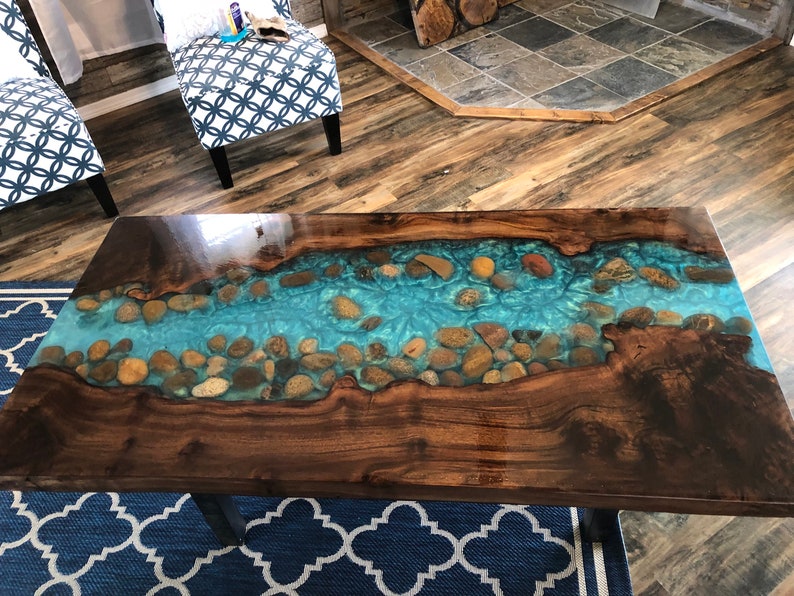 Resin Live Edge Coffee Table Stunning River Table Stone Coffee or