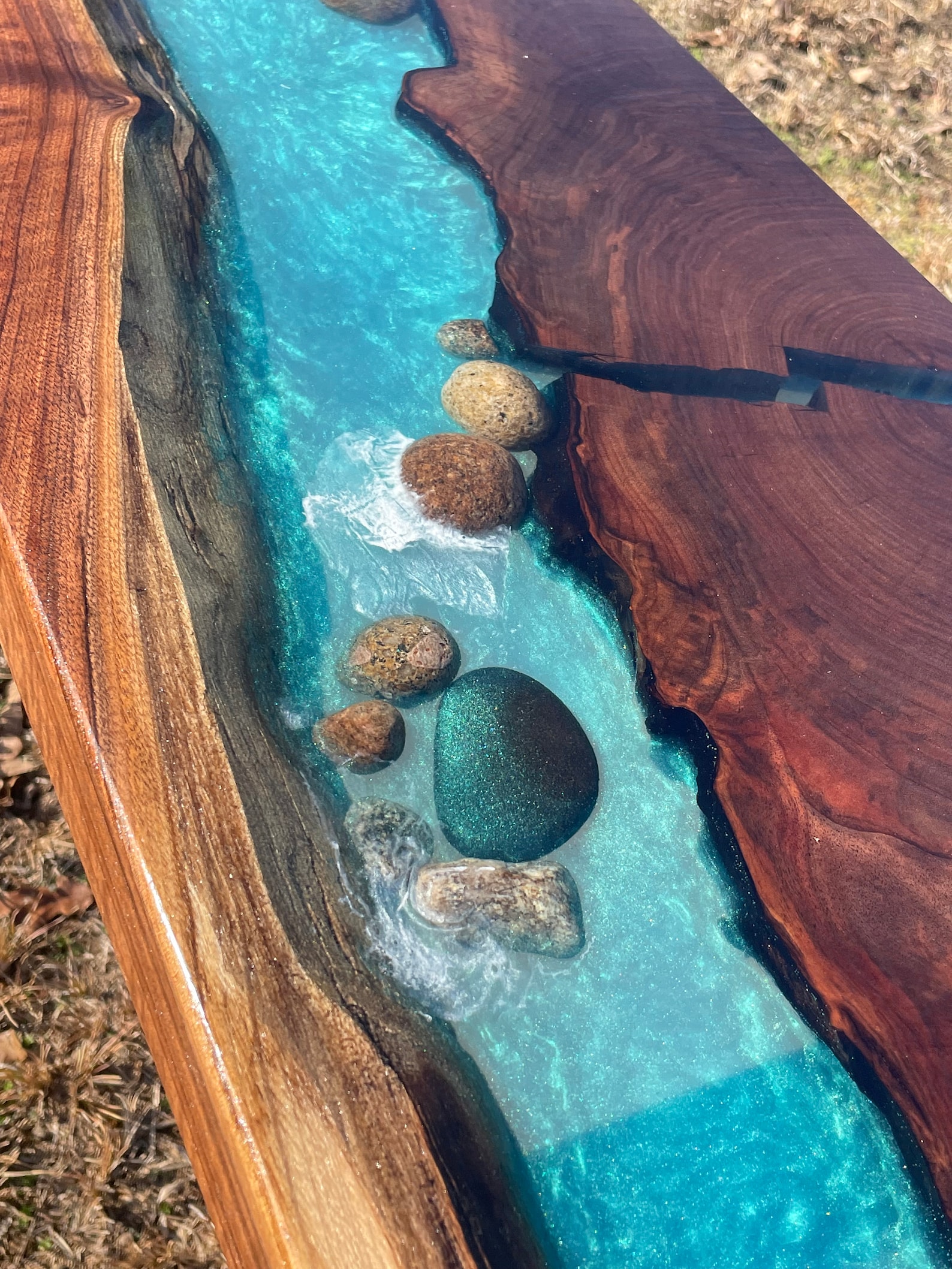 Waterfall River Table Walnut Bartop Console Live Edge Epoxy Resin With ...