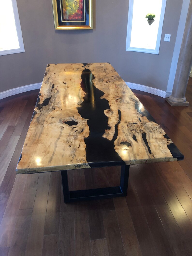 Live Edge River Table With Black Resin Etsy