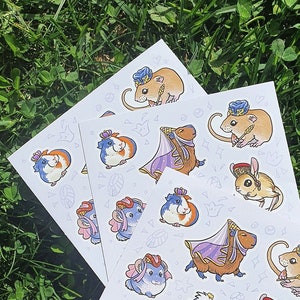 Royal Rodent Sticker Sheet (guinea pig, capybara, jerboa, harvest mouse, chinchilla)