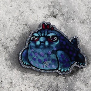 Grumpy Dragon Acrylic Pin Badge