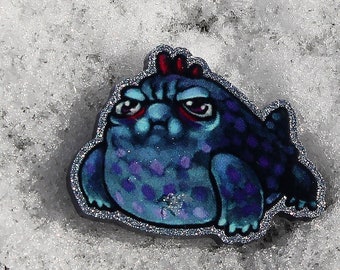 Grumpy Dragon Acrylic Pin Badge