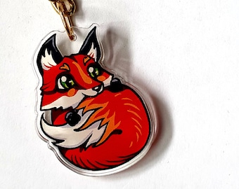 Red Fox Acrylic Key Ring / Charm / Keyring / Keychain