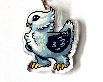 Fancy Satinette Pigeon Keyring / Key Ring / Keychain / Charm