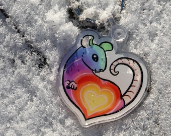 Rainbow Rat Acrylic Key Ring
