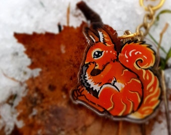 Red Squirrel Charm Keyring