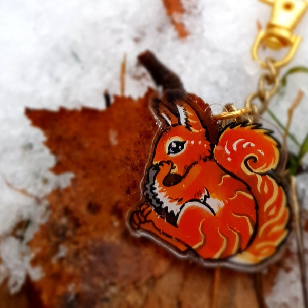 Red Squirrel Key Ring / Keyring / Charm / Keychain