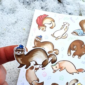 Stickers furet (2 feuilles de vinyle mates)