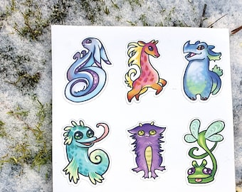 Magical Animal Stickers (Two A6 Sheets of Vinyl Stickers)