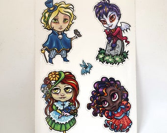 Two Sheets of Spooky Stickers - Fashionable Vampires