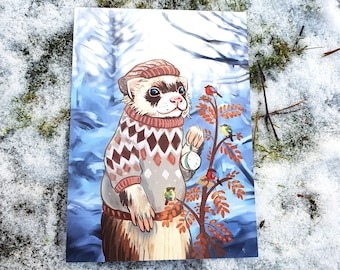Winter Ferret Postcards (set of three)