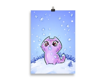 Cat in Snow A4 Poster (8x10 in)