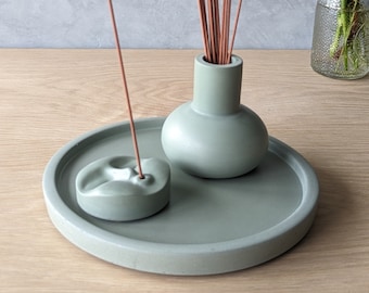 Concrete Incense Burner Set with Holder and Tray