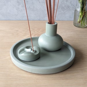 Concrete Incense Burner Set with Holder and Tray