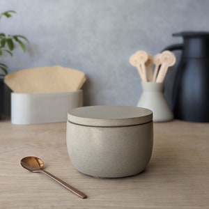 Concrete Sugar Bowl with Lid Oatmeal