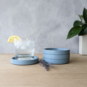 Concrete Coaster Set of Four or Six Powder Blue