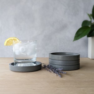 Concrete Coaster Set of Four or Six Gray