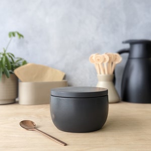 Concrete Sugar Bowl with Lid Charcoal Black