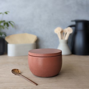 Concrete Sugar Bowl with Lid Burnt Orange