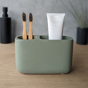 Toothbrush Holder Bathroom Decor Modern Bathroom Concrete Toothbrush Holder  Minimalist Bathroom Accessories Makeup Brush Holder 