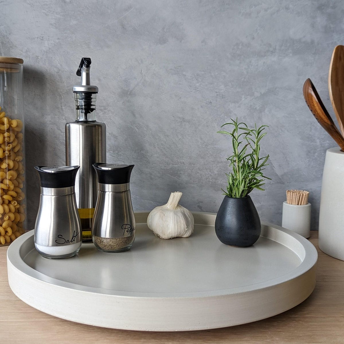 13.5" Cream Concrete Lazy Susan Turntable - Etsy