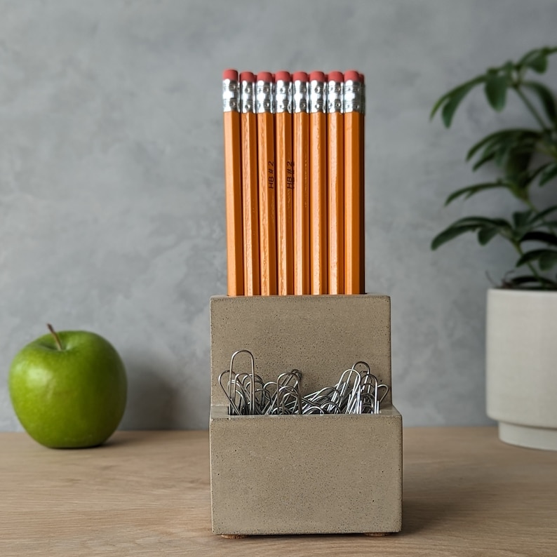 Concrete Desk Organizer Oatmeal