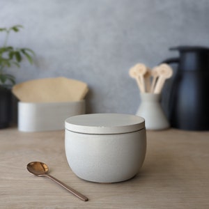 Concrete Sugar Bowl with Lid Cream White