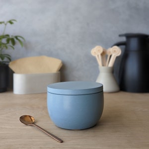 Concrete Sugar Bowl with Lid Powder Blue