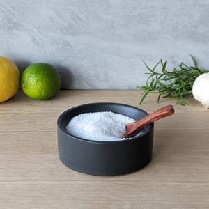 Concrete Salt Cellar with Wooden Spoon