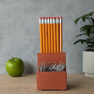 Concrete Desk Organizer Burnt Orange