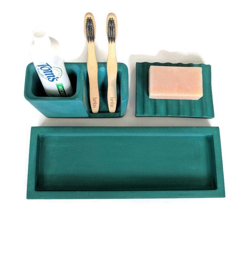 Bathroom Accessories Set. Concrete Set. Toothbrush Holder. Etsy