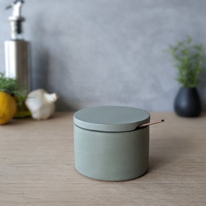 Concrete Salt Cellar with Lid Sage Green