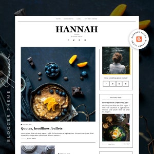 May include: A blog post with a photo of pancakes with blueberries and orange slices. The text on the page reads "Quotes, headlines, bullets" and "Lorem ipsum dolor sit amet augue a nith. Sed accumsan at, egestas non, rhoncus ante ipsum dolor sit amet leo. In porttitor elementum. Mauris pretium..."