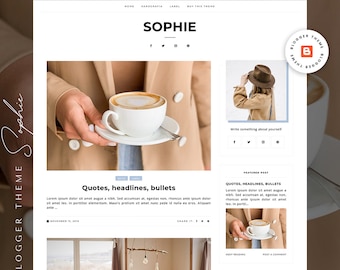 Blogger Template / Premade Responsive Blogspot Template / Blogger Minimalist Theme - Sophie