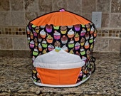 6 quart Instant Pot Pressure Cooker Appliance Cover in a Spooky Halloween Cupcake Print with quilted top and pull tab with button