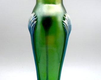 LOETZ o KRALIK GRANDE C1900 Art Nouveau Vaso Verde Blu Prunts perfette condizioni Jugendstil Art Nouveau