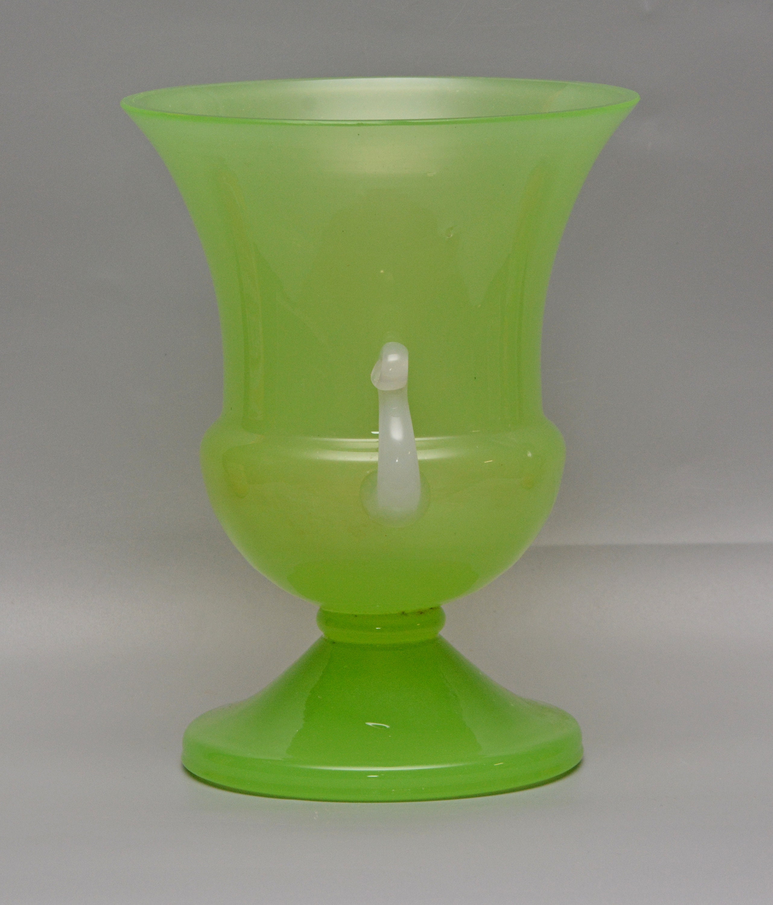 French OPALINE Art Deco URANIUM Green Glass Large heavy mouth Etsy