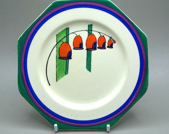 CLARICE CLIFF C1929 "Solomans Seal" Assiette à sandwich Bizarre WILKINSON Poterie Art Déco #2